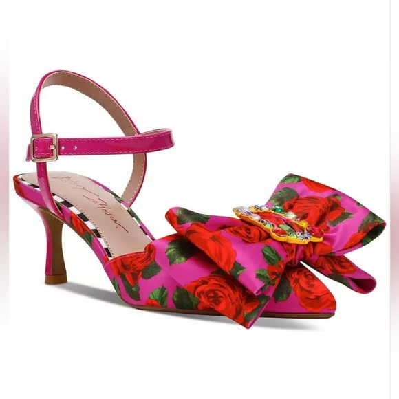 Betsey Johnson Shoes - NEW Betsey Johnson Felipe Embellished Floral Ankle Strap Pump Size 10